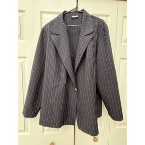 In Moda Blazer Jacket Women's Large Pin Stripe Lined Pockets Career Business